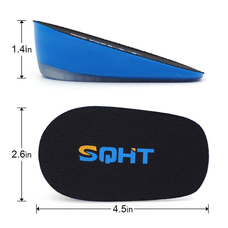 SQHT 's Height Increase Insoles - Gel Shoe Heel Lift Inserts & Pads  Achilles Tendon Cushion Cups for Men and Women (Large (1.4 "" Height)) Blue&Black - Image 5